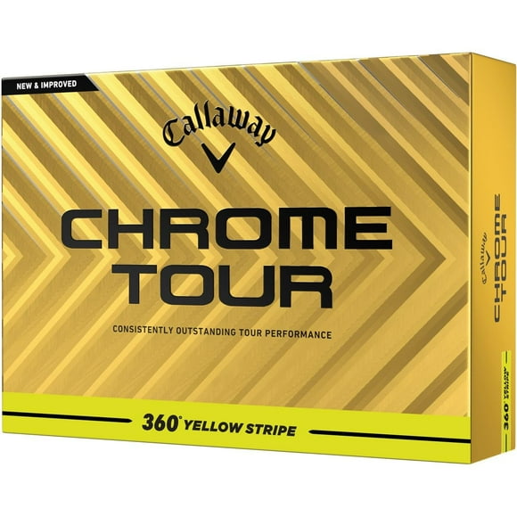 Pelota de golf Callaway Chrome Tour 360 Stripe amarilla 24 unidades