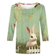 thumbnail image 5 of Ounisa Womens 3/4 Sleeve T Shirts Crew Neck Easter bunny Printed Casual Loose Fit Soft Comfy Spring Festival Daily Wear Tops S-5XL, 5 of 6