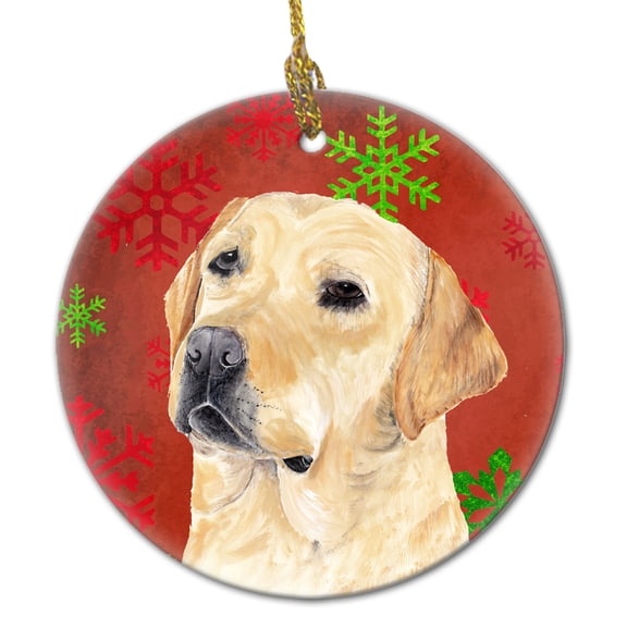 Labrador Red Snowflakes Holiday Christmas Ceramic Ornament SC9416
