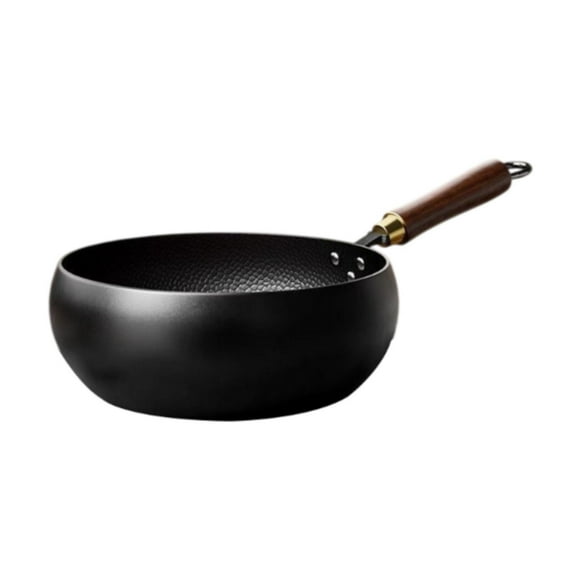 GROWTH TANK Poêle Wok 9,45 Po Poignée en Bois Sans Revêtement Wok Chinois pour Cuisine Camping Maison Sans Couvercle
