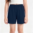 thumbnail image 4 of MGDXOX Girls Solid Color Loose Casual Shorts Elastic Waist Lightweight Breathable Shorts for Daily Outings School Playtime and Summer Wear Navy 16 Years, 4 of 7
