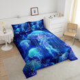 thumbnail image 4 of Erosebridal Ensemble de Literie Méduse de Mer, Ensemble de Couette Simple, Insert de Couette Faune Marine, Bleu, Réversible 2 Pcs, 4 of 7