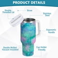 thumbnail image 4 of 40 oz Insulated Stainless Steel Tumbler Double Wall Stainless Steel Tumbler with 2-Way Drinking Tie-dye Dandelions Pattern, 4 of 9