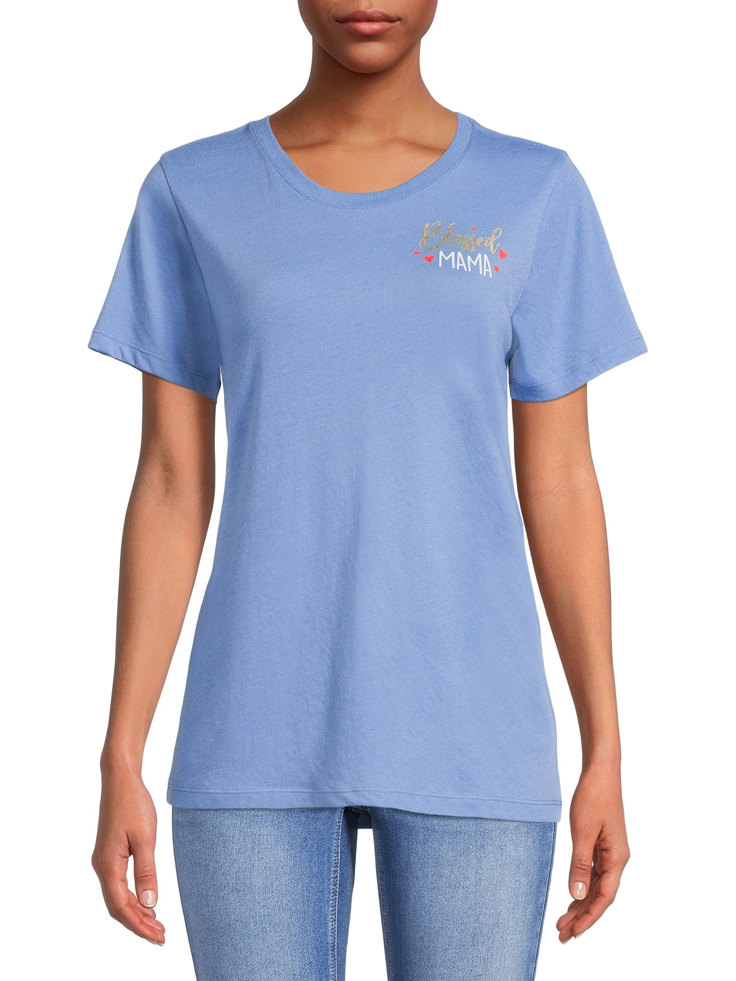 Way to Celebrate Women's Blessed Mama Graphic T-Shirt - Walmart.com