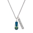 thumbnail image 1 of Delight Jewelry Silvertone Tropical Blue Flip Flop with Palm Tree Silvertone Always My Mother Bar Charm Necklace, 23", 1 of 4