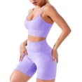 thumbnail image 1 of Conjunto de entrenamiento sin costuras para mujer Trajes de yoga de 2 piezas Pantalones cortos activos Sujetador deportivo sexy Adepaton LRWJ020-17, 1 of 3
