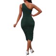 thumbnail image 3 of Womens One Shoulder Dress Sexy Ruched Bodycon Midi Party Dress Sleeveless Cocktail Wedding Guest Club Night Outfit, 3 of 12