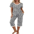 thumbnail image 1 of Ensemble de Pyjama pour Femmes, Chemise à Manches Courtes et Pantalon Capri, Tenue de Nuit, Ensembles de Pjs, Tenue de Nuit Douce, 1 of 6