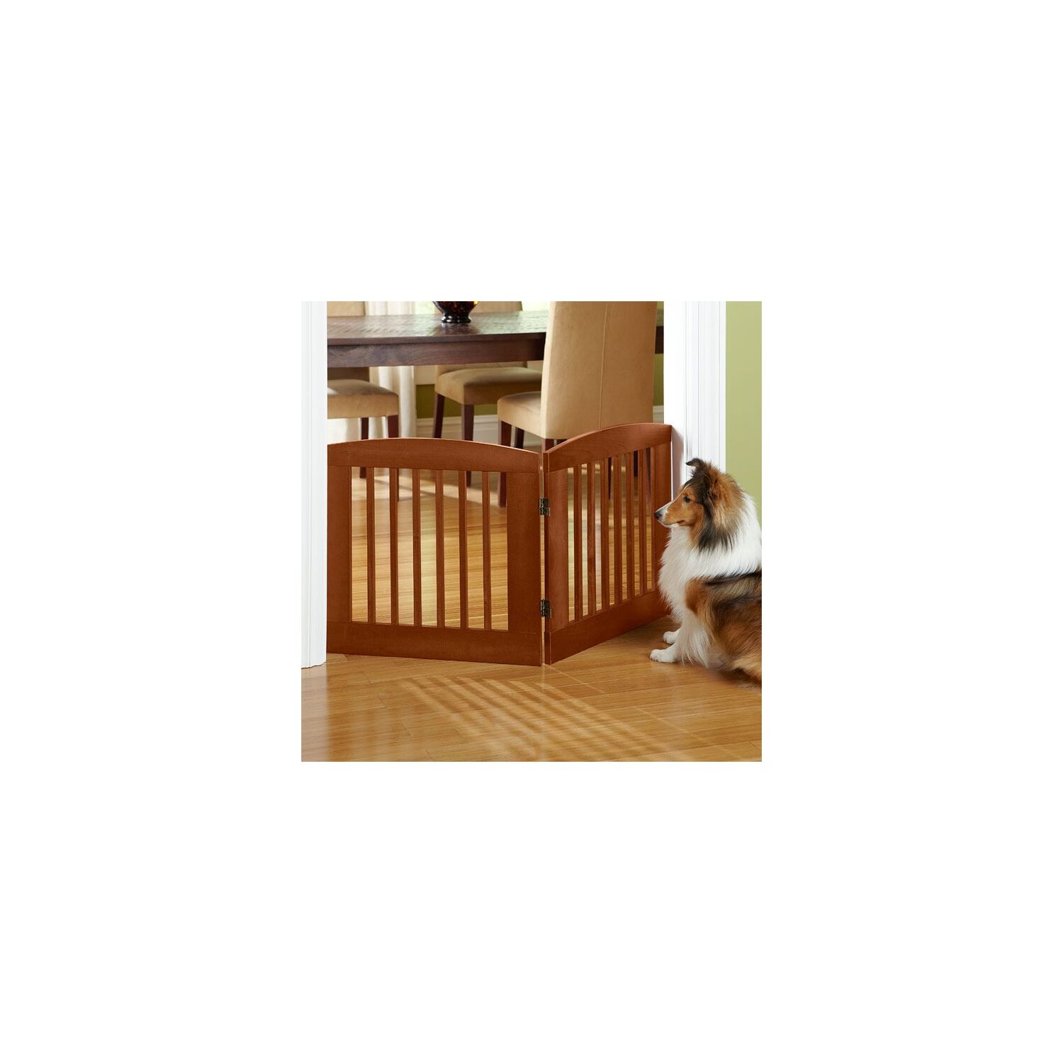 Camaflexi Ruffluv 2 Panel Wooden Dog Gate 24” Animal Barrier Pet Gate, Chestnut 100% Solid Wood