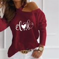 thumbnail image 2 of Blusas de manga larga con estampado de amor sin tirantes a la moda para mujer Pompotops gfhjh2782, 2 of 6