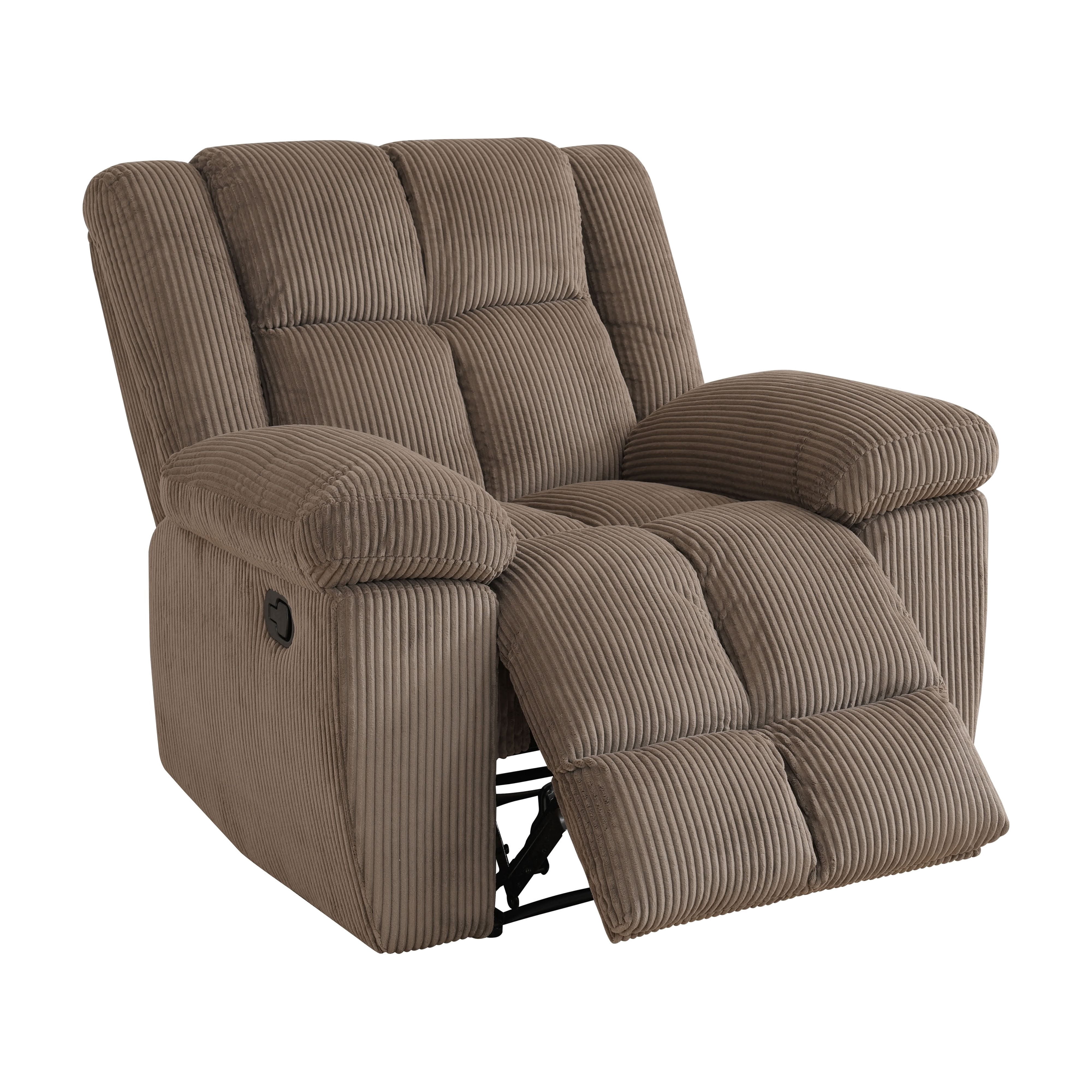 MAYEERTY Single Manual Recliner Chair, Brown Stripe Fabric Reclining Chair for Living Room, Bedroom & Small Spaces