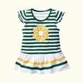 thumbnail image 6 of Ugoldhm Girls Ruffle Short Sleeve T-Shirt, Cute Flower Print Babydoll Striped Crewneck Summer Tee (Ages 1-10), 6 of 6