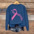 thumbnail image 4 of Hfnxid Breast Cancer Sweatshirts for Women Pink Ribbon Crewneck Sweatshirt Long Sleeve Awareness Support Pullover Blue,L, 4 of 4