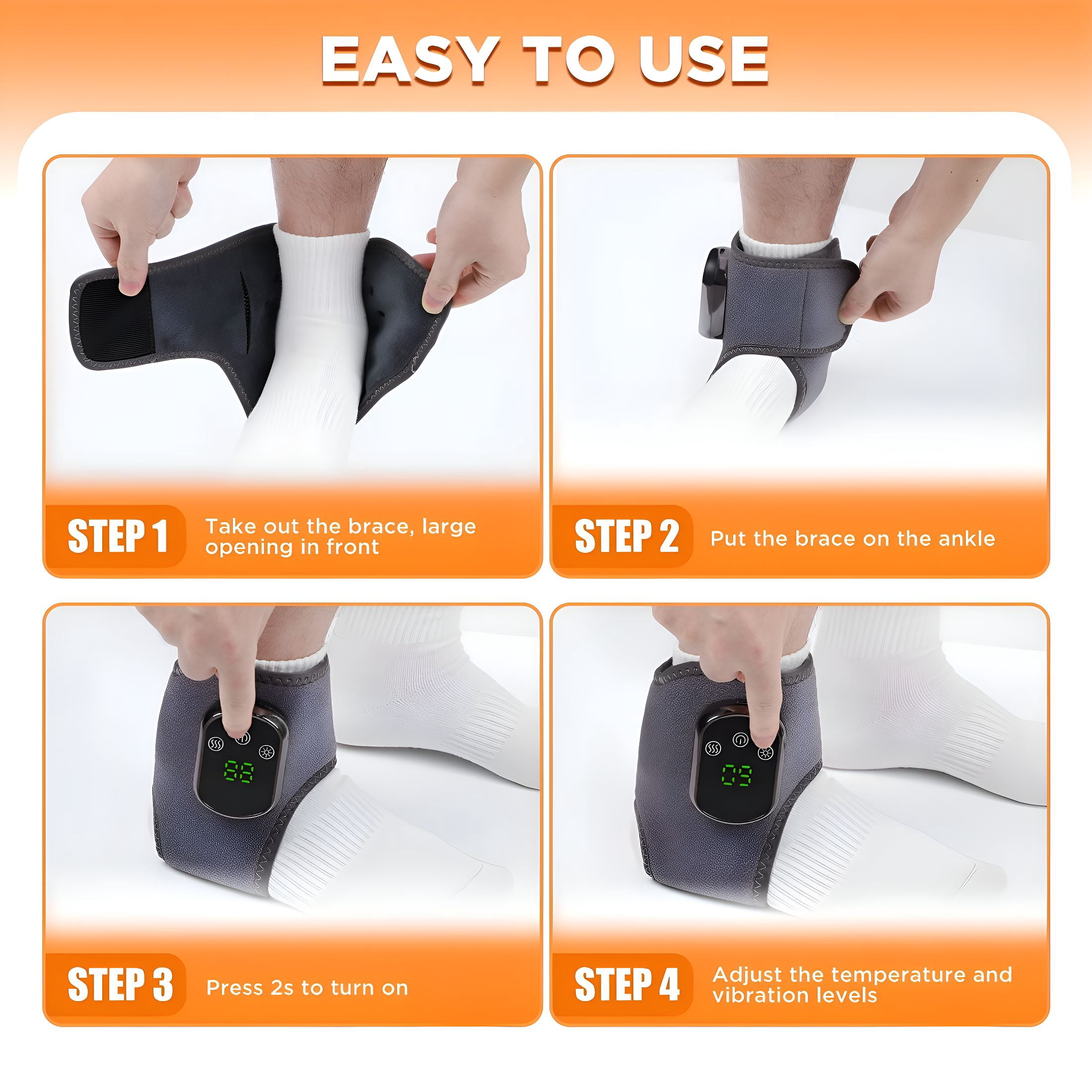 XIRQI Cordless Ankle Massager with Heat-Ankle Heating Pad for Achilles Tendonitis and Plantar Fasciitis, Rechargeable Heated Foot Massager, 3 Vibration Mode, Auto Shut Off