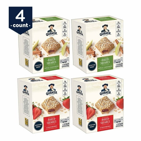 - Quaker Baked Squares, Soft Baked Bars, Apple Cinnamon & Strawberry, 5 Bars (Pack of 4)
