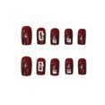 thumbnail image 1 of Uñas postizas HUOGUO Red Diamonds de larga duración, 24 unidades con pegamento, 1 of 5