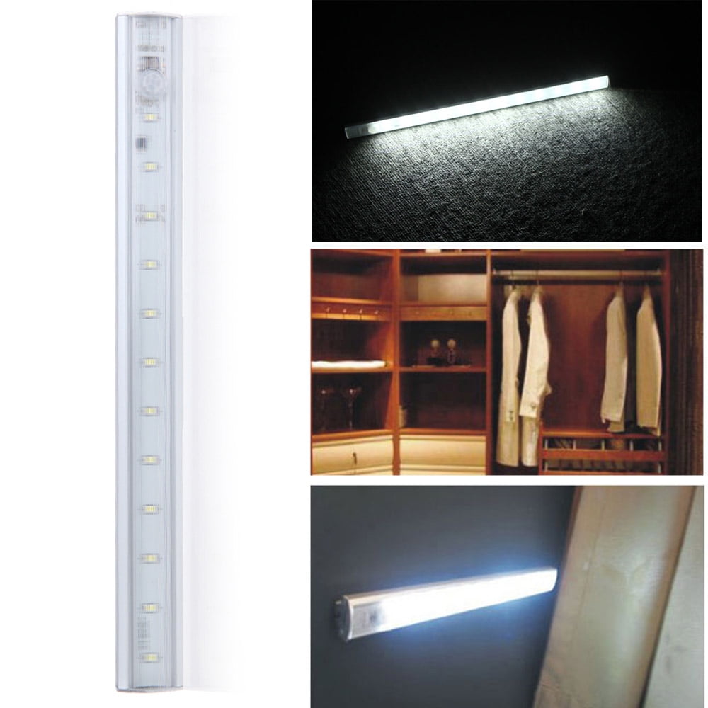 LED PIR Motion Sensor Under Cabinet Light Kitchen Cupboard Lamp Battery Operated