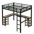 thumbnail image 4 of Bellemave Full Loft Bed with L-shaped Desk and Storage Shelves, Full Size Metal Loft Bed Frame for Students, Teens Loft Bed with Guardrails and Ladder, No Box Spring Needed, Black, 4 of 12