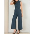 thumbnail image 5 of MODA NOVA Juniors Ankle Tie Waist Workwear Button Front Sleeveless Jumpsuit, 5 of 6