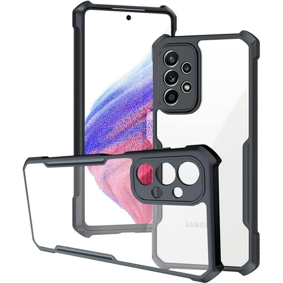 Compatible Shockproof Case for Samsung Galaxy A54 5G Case,Samsung A54 5G Phone Case with Camera Protector,Heavy Duty Protective Silicone PC Hybrid Translucent Slim Case for Galaxy A54 Case Black