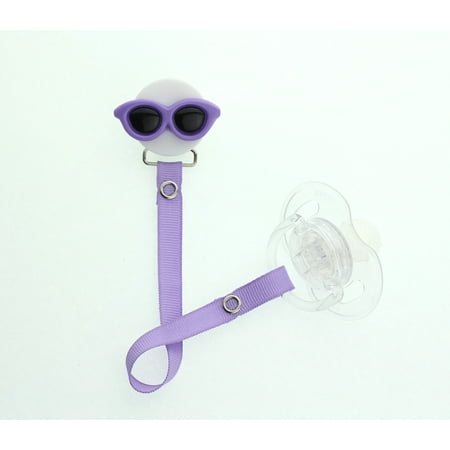 Sunglasses Pacifier Clip with Matching Ribbon