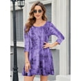 thumbnail image 4 of CRAYNER Casual Womens Fall Dresses, 3/4 Sleeve Loose Fits T Shirt Dress Crew Neck A-line Flowy Swing Dress with Pockets, XL, 4 of 9