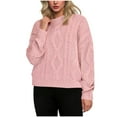 thumbnail image 2 of Women Fisherman Sweater Soft Cozy Jumper Fuzzy Ribbed Knit Sweaters Thicken Warm Knitted Tops Long Sleeve Outfits Fall Winter Tops Fashion Clothing, 2 of 5
