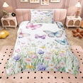 thumbnail image 2 of Erosebridal Chic Butterfly Twin Bedding for Girls, Colorful Flower Duvet Cover Set, Pink Reversible, 2pcs 1 Duvet Cover and 1 Pillowcase, No Comforter, 2 of 6