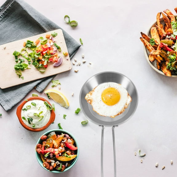 Mini Nonstick Stainless Steel Frying Pan Skillet with Folding Handle for Eggs and Cooking