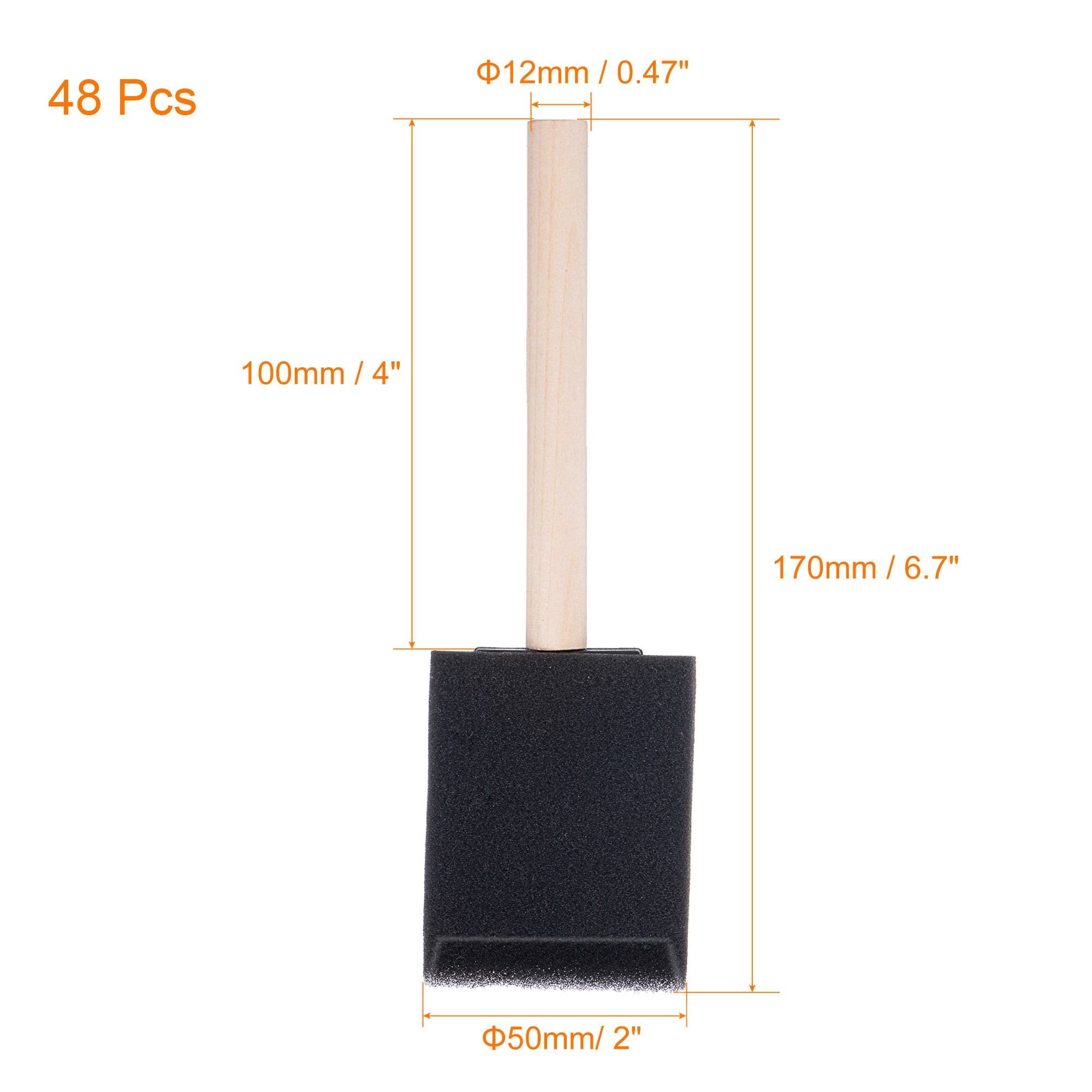 Unique Bargains Foam Paint Brushes with Bevel Edges and Comfortable Wood Handle 2"