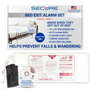 Secure Bed Alarm for Seniors - 12" x 30" Pressure Sensor Pad, 80 dB Monitor with Holder - Elderly Fall Prevention, Dementia Patients, Seniors