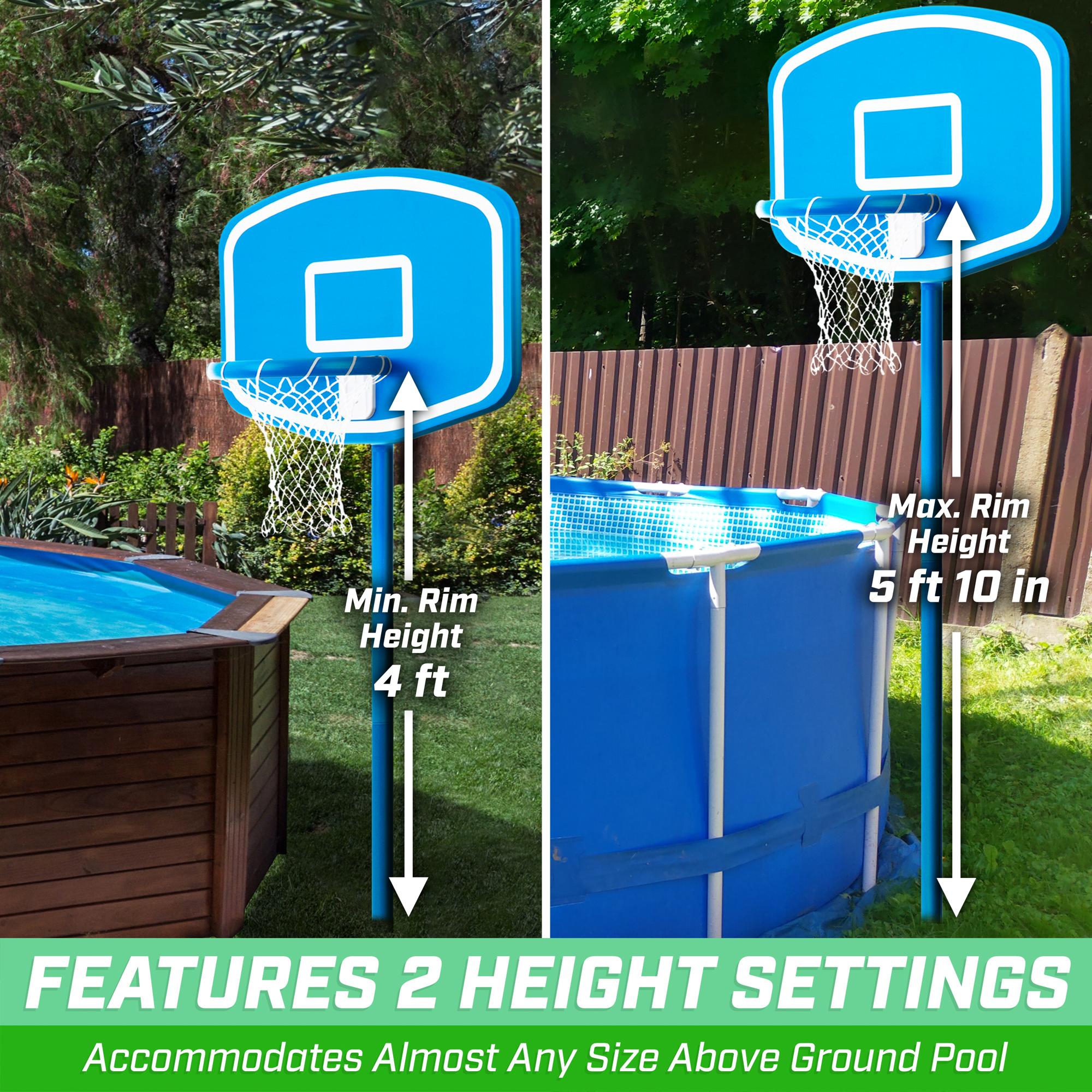 GoSports Splash Hoop UP Above Ground Pool Hoop Basketball Game with 2 Pool Basketballs and Pump