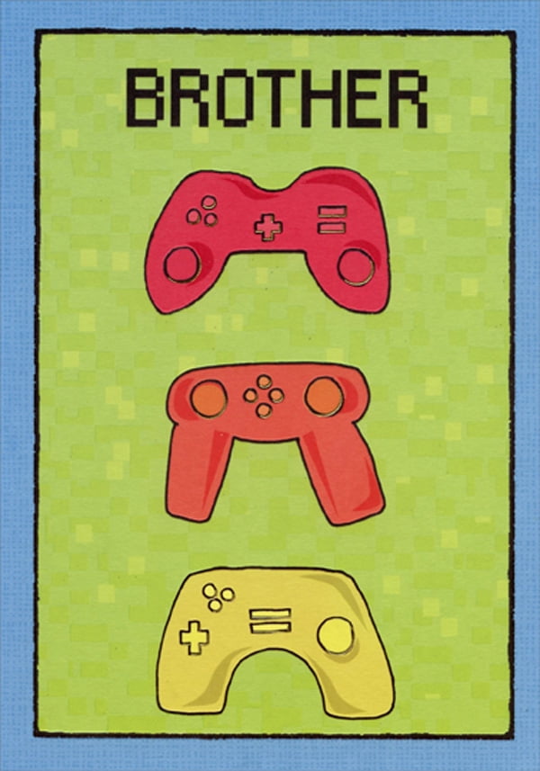 Designer Greetings 3 Video Game Controllers Juvenile Birthday Card for Brother with Detachable 'Keep Out' Door Hanger