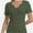 Army green, variant on Women's Short Sleeve V-Neck Ribbed Blouse - Slim Fitted Casual Basic Top