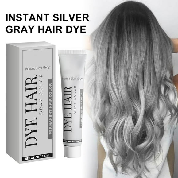 Gray Hair Dye - Permanent Hair Color,Silver Gray to Silver , for Daily & Cosplay & Party - Boosts Shine,100ml