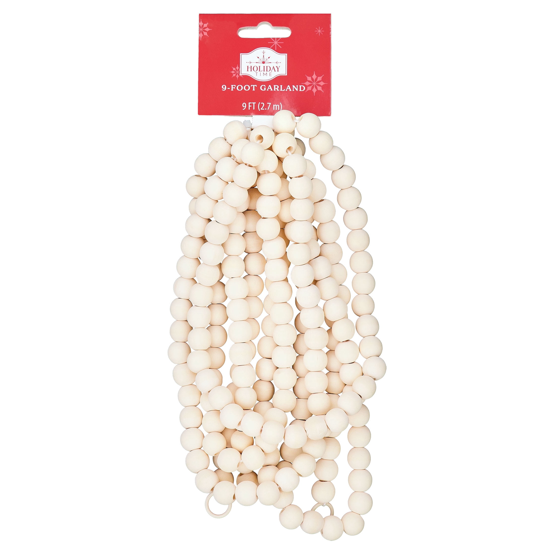 Wood Bead Christmas Garland, Beige, 9', by Holiday Time