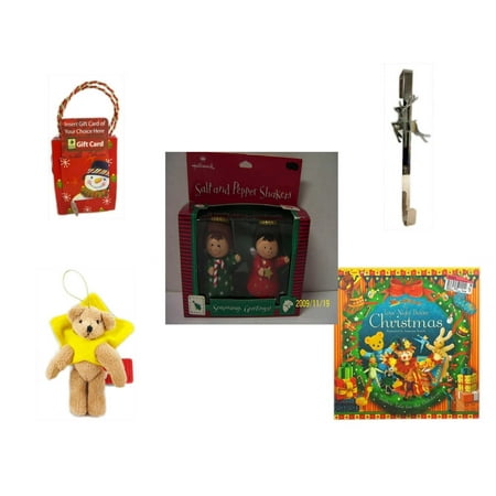 Christmas Fun Gift Bundle 5 Piece Musical Gift Card Holder Snowman Silver Reindeer Over The Door Wreath Hanger Hallmark Seasons Greetings Salt
