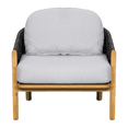 thumbnail image 5 of Tcbosik 2 Pack Club Chairs with Cushion for Outdoor, Armchair with Woven Rope and Wood Frame for Porch, Garden, Balcony, Backyard, Gray & Teak, 5 of 10