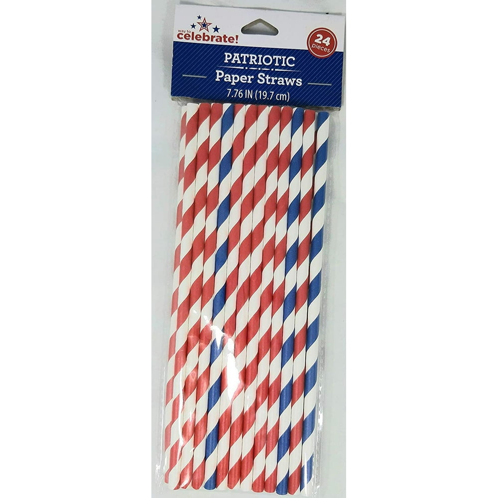 Patriotic Paper Straws in Red, White and Blue for Parties and Campaigns