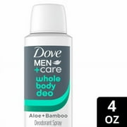 Pack of 2 - Dove Men+Care Whole Body Spray Deodorant Aloe + Bamboo Suitable from Pits, Privates, Aluminum-Free 4 oz