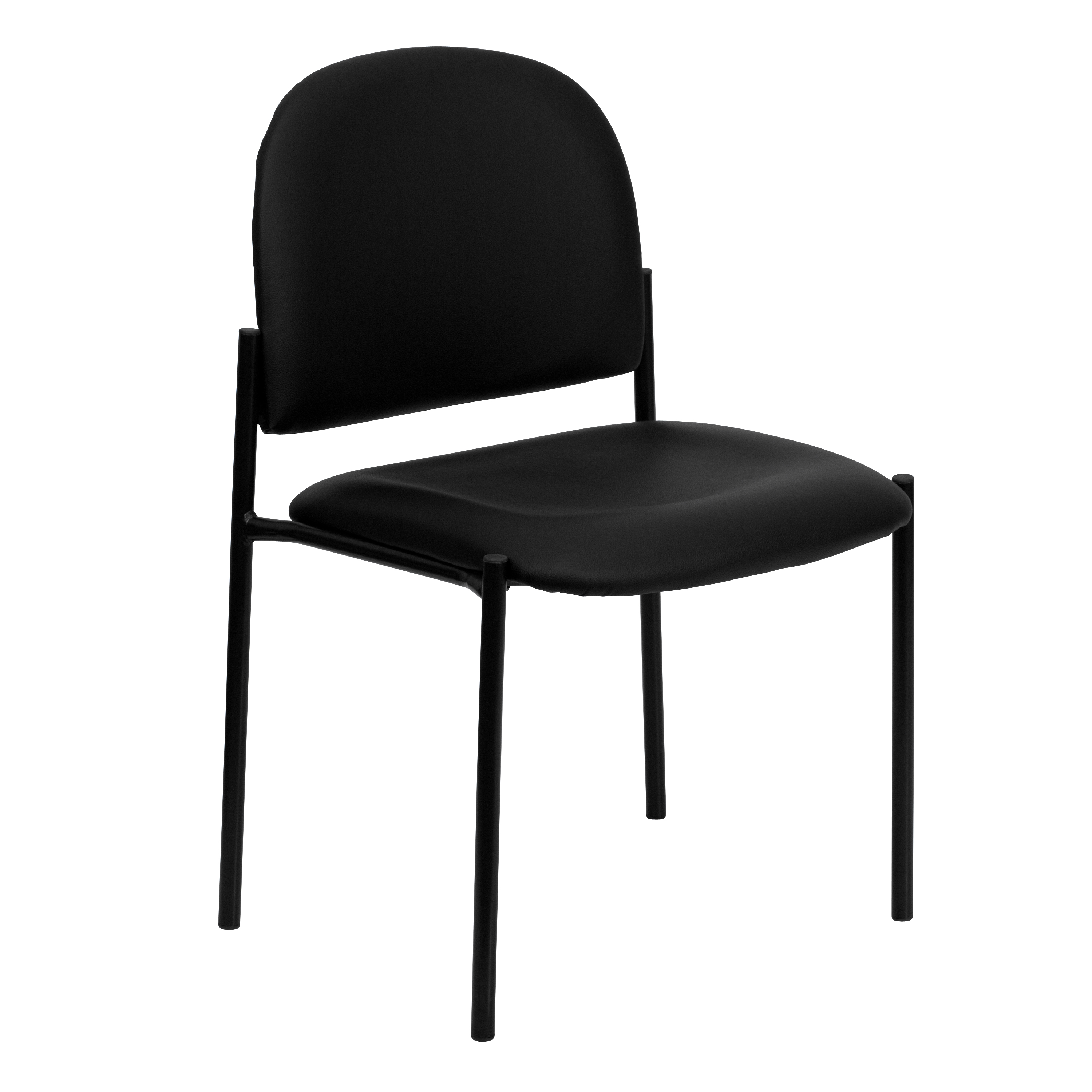 Flash Furniture Comfort Black Vinyl Stackable Steel Side Reception Chair