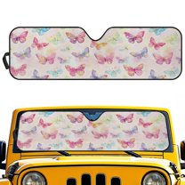 Uorisanigo Windshield Sunshade Car Sun Shade for 1997-2017 Jeep Wrangler Rubicon Sahara TJ JK JKU 2/4 Doors, Colorful Butterfly Sunshade Sun Visor Mat for UV Rays & Heat Protection
