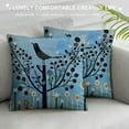 thumbnail image 3 of Qinduosi Abstract Throw Pillow Cushion Cover, of Birds Sitting on Tree Branch Sky Spring Inspired Illustration, Decorative Square Accent Pillow Case, ", Blue Black White, 3 of 5