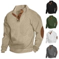 thumbnail image 1 of Blekii Men's Jacquard Knit Sweatshirt, Button Detail Stand Collar Pullover, Textured Pattern Long Sleeve Top, Smart Casual Layer for Spring/Fall, Lightweight And Breathable, Stylish, 1 of 5