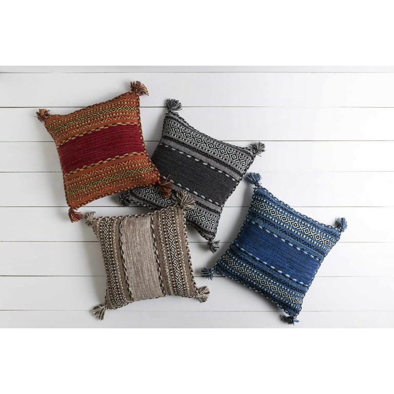 Merrycolor White Grey Boho Pillow Covers 20x20 with Tassels Tufted  Decorative Gray Throw Pillows Neutral Modern Accent Pillowcase Farmhouse  Square