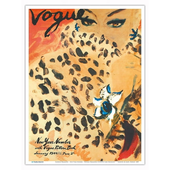 Fashion Magazine - New Year Number - January 1940 - Vintage Magazine Cover by Carl Erickson - Master Art Print (Unframed) 9in x 12in