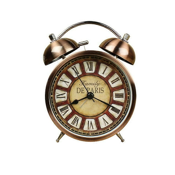 1pc Metal Alarm Clock Retro Vintage Alarm Creative Metal Alarm Clock Desk Alarm Clock European Style for Home without Battery (Coffee)