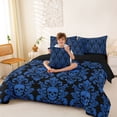 thumbnail image 4 of Homewish Sugar Skull 7-Piece Twin Bedding For Adults Teens,Blue Damask Bedding Comforter Set,Halloween Bed Set,Black Reversible, 4 of 8