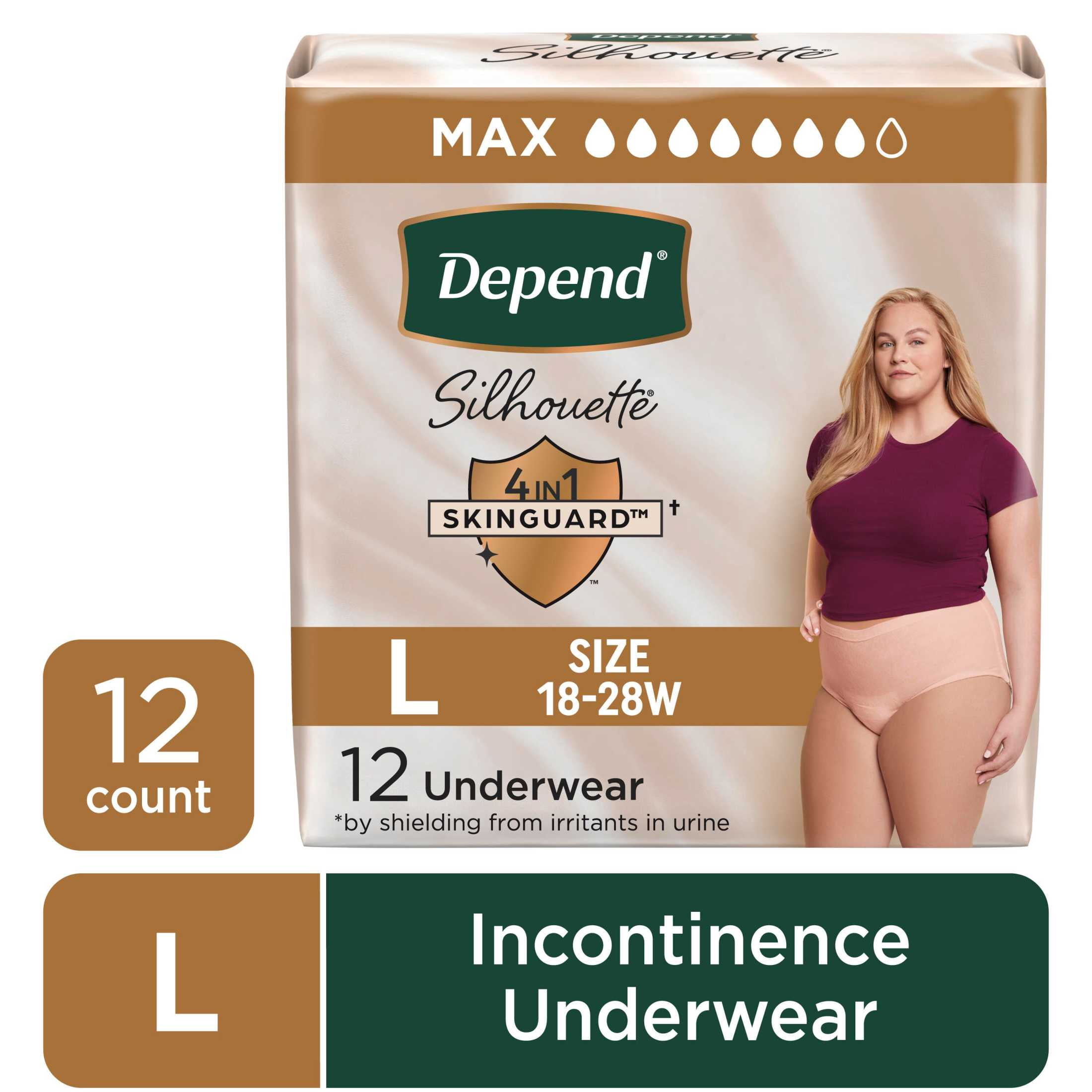 (2 pack) Depend Silhouette Women’s Incontinence & Postpartum Bladder Leak Underwear, L, 12 Count