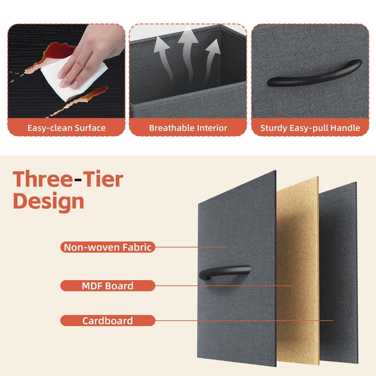 edx 8-Drawer Fabric Dresser, Gray, Retro Design photo 6
